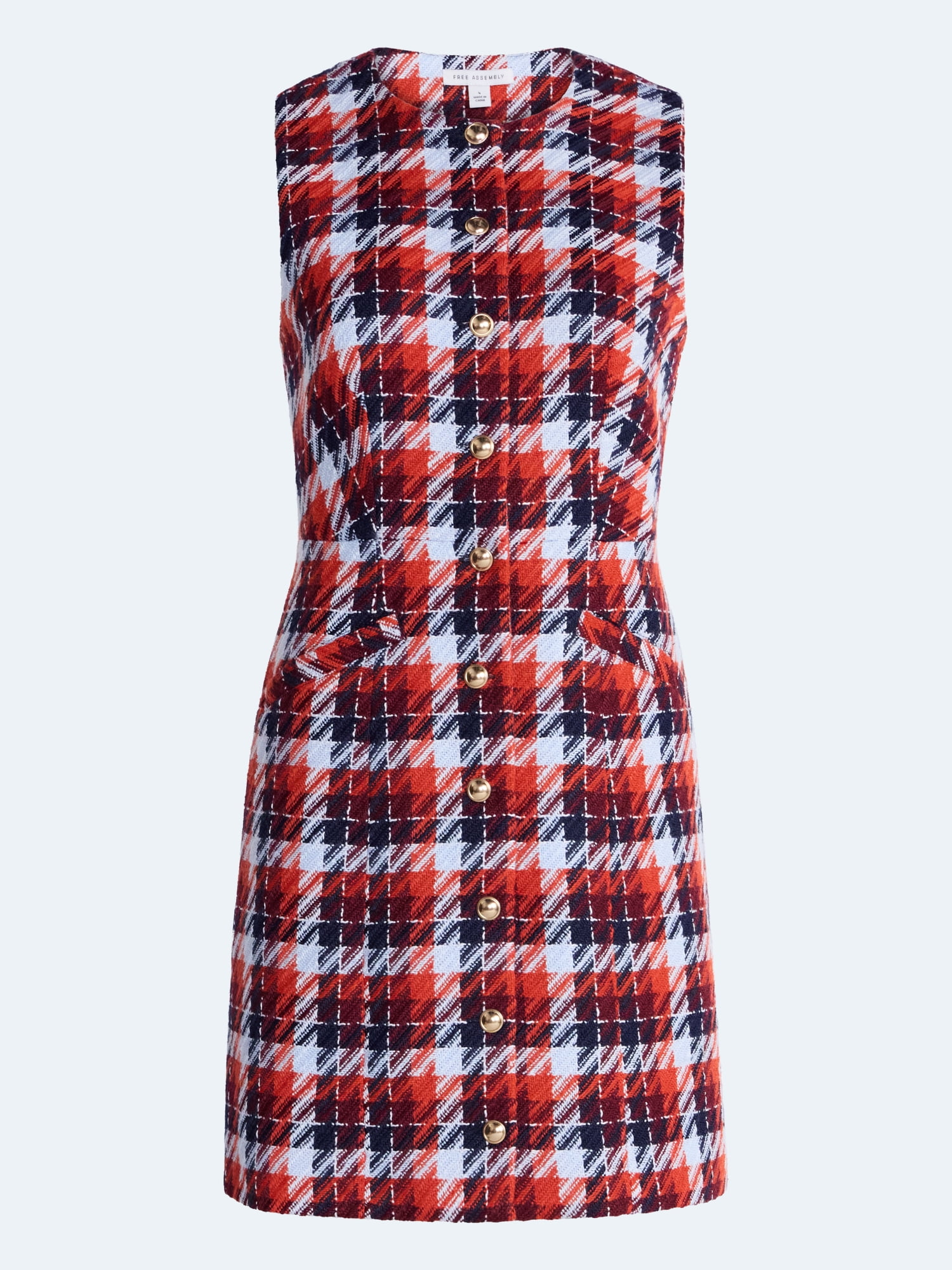 Free Assembly Women's and Women's Plus Sleeveless Tweed Mini Dress, Sizes 0-28