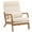 Off-White, variant on Tcbosik High Back Mid-Century Modern Armchair, Bronzing Cloth Upholstered Lounge Chair with Solid Wood Frame and Waist Pillow for Living Room, Study, or Balcony (Brown)