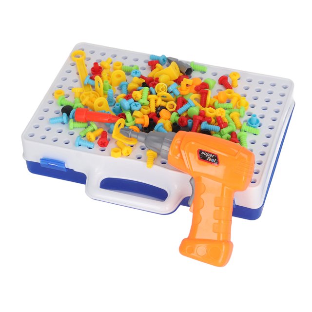 Juego de juguetes de taladro y destornillador 239 piezas Educativas para mejorar el interés en el aprendizaje Juego de brocas de mosaico Pulido de bordes para niños en edad ANGGREK Otros