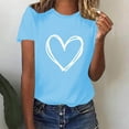 thumbnail image 2 of AOOCHASLIY Womens Clothes Tops Summer Casual Valentine's Day Heart Graphic Fashion Woman Round Neck Short Sleeve Tops T-Shirt Prints Loose Blouse for Home Party Outdoor, 2 of 6