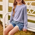 thumbnail image 5 of Size 3-12 Year Blouses for Girls Dressy Casual Crew Neck Eyelet Tops Long Sleeve Shirts Puff Sleeve Tunics with Curved Hem, 5 of 6