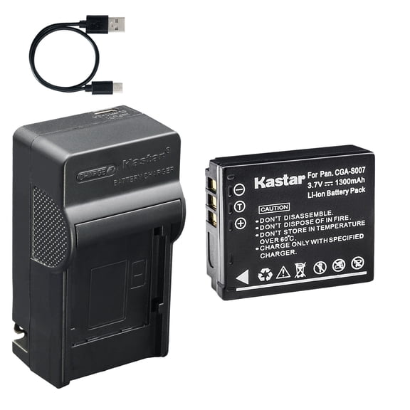 Kastar 1-Pack Battery and AC & USB-C Charger, Compatible with Panasonic CGA-S007 CGR-S007 DMW-BCD10 Batteries and Lumix DMC-TZ1 TZ2 TZ3 TZ4 TZ5 TZ11 TZ15 TZ50 Cameras