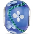 thumbnail image 4 of Sterling Silver Reflections Rhodium-Plated White Floral Blue Glass Bead (14.4 X 11.4) Made In China qrs3827, 4 of 5