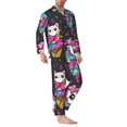 thumbnail image 2 of Naloa Cat Icecream Men’s Pajamas Set - Long Sleeve Button Down Sleep Shirt and Pajama Bottoms Sleepwear Set-Large, 2 of 7