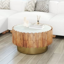 Bombay Coffee Table Natural Coffee Table, Modern Style, Natural Marble round shape tabletop, MDF, Indoor Living