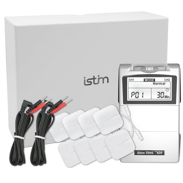 Estimulador iStim Tens EV820 con 8 electrodos de gel japonés para el