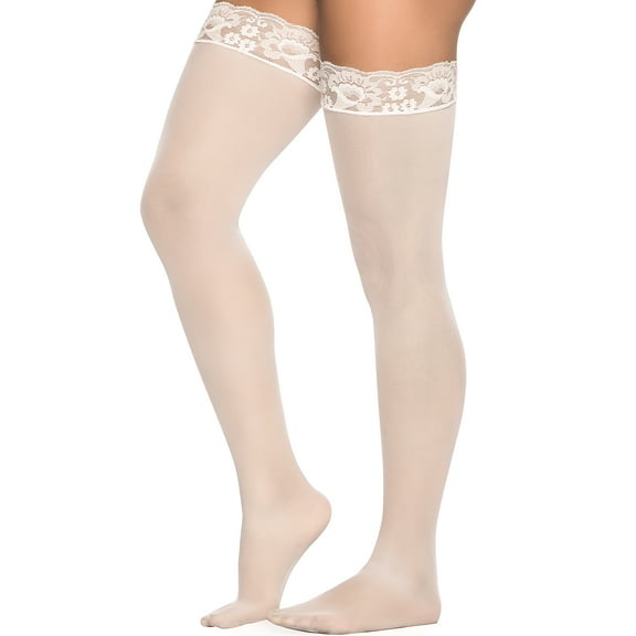 Mapale 1094 Mesh With Lace Top Thigh High Stockings
