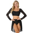 thumbnail image 2 of Doomiva Women 2Pcs Lyrical Contemporary Dance Outfits Ballet Crop Top Dance Dress Asymmetric Dancewear Black S, 2 of 7