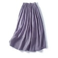 thumbnail image 3 of Dpytoraw Summer Women's Solid Color Linen Blend Midi Skirt Lightweight Draped Linen Length Skirt For Casual Wear Women’s Corduroy A-Line Midi Skirt Purple, 3 of 5