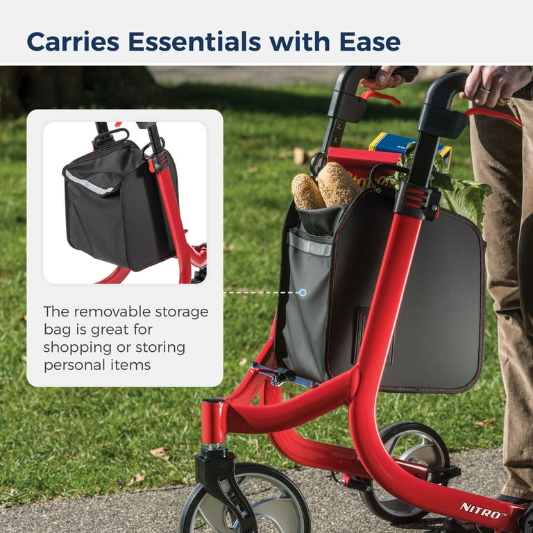 Drive Medical Nitro Euro Style 3-Wheel Rollator Rolling Walker