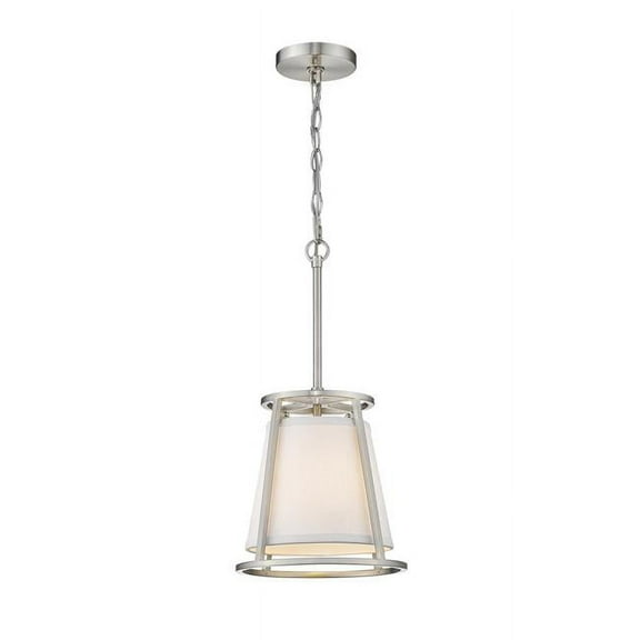 Z-Lite Lenyx 10" Round Fabric Shade Steel Mini Pendant in Brushed Nickel