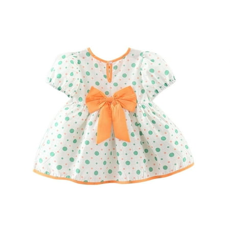 

ZRBYWB Girls Dress Flower Print Dress Puff Sleeve Dress Princess Party Wedding Pageant Bridesmaid Dresses Baby Girl Clothes