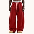 thumbnail image 5 of Men's Baggy Sweatpants Wide Leg Barrel Sweat Pants Drawstring Elastic Waist Loose Fit Slacks with Pockets, S, 5 of 5