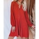 thumbnail image 2 of Vestido con mangas abullonadas, vestido con mangas largas abullonadas y dobladillo suelto, vestido con cuello en V, construcción resistente, 2 of 6