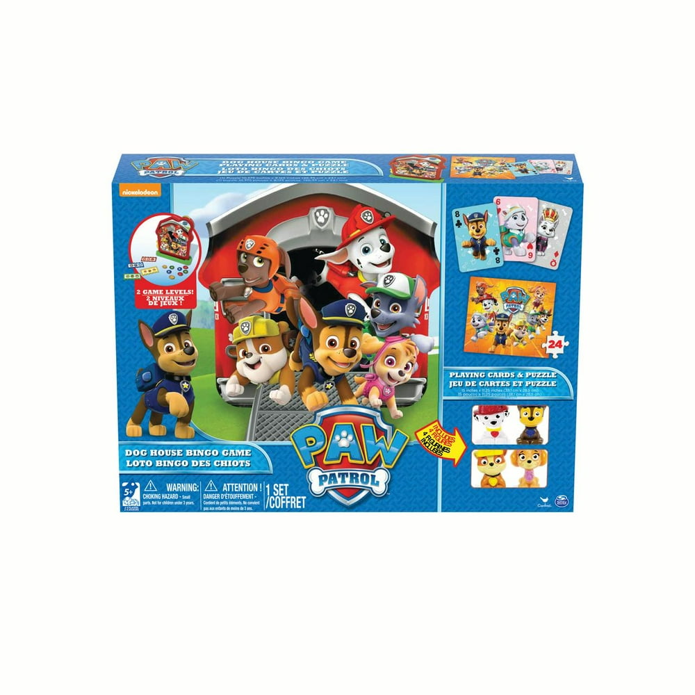 PAW Patrol Dog House Bingo Game, Playing Cards, and Puzzle Bundle