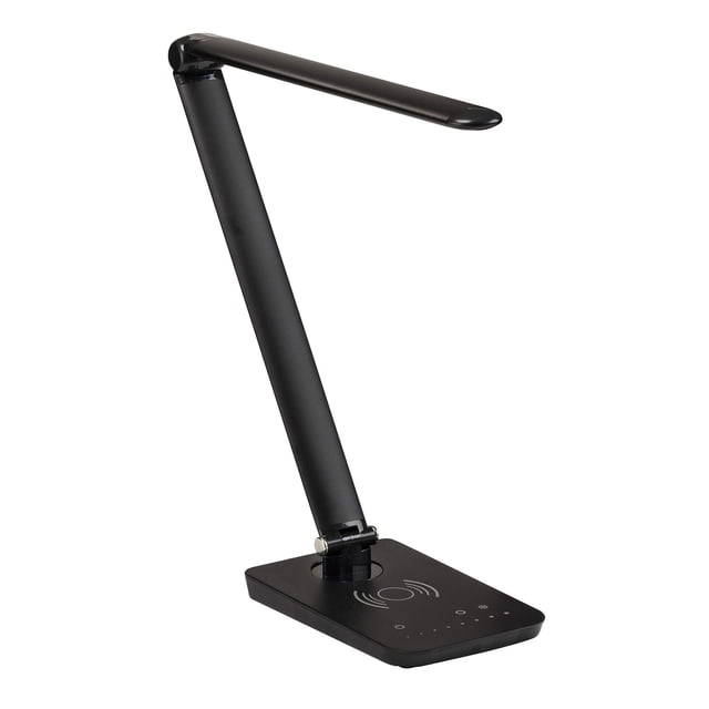 Safco Products Pivoting Vamp LED Lamp- Wireless Charging Pad & USB Port - Black