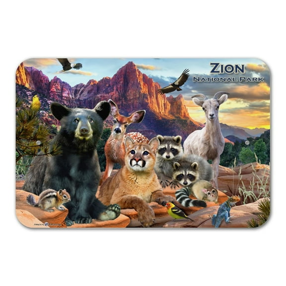Zion National Park Utah UT Animals Cougar Bear Deer Raccoons Home Business Office Sign