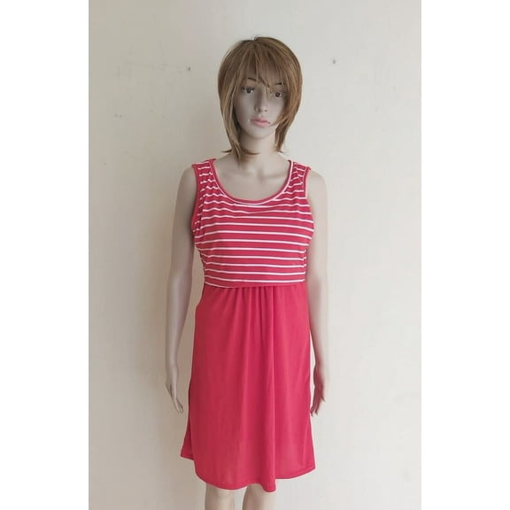 Women´s T-Shirt Dress Size M Red/White