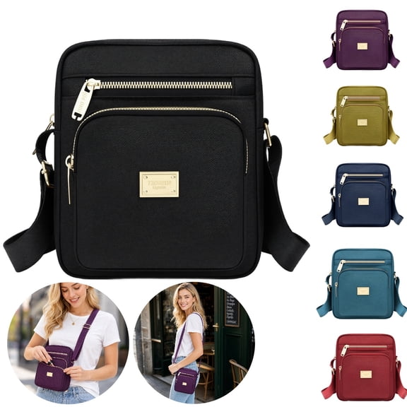 Clossjun Nylon Crossbody Bags For Women Daily Wear Purses Adjustable Belt Handbags Casual Messenger Bag Waterproof For Female Work Out Black