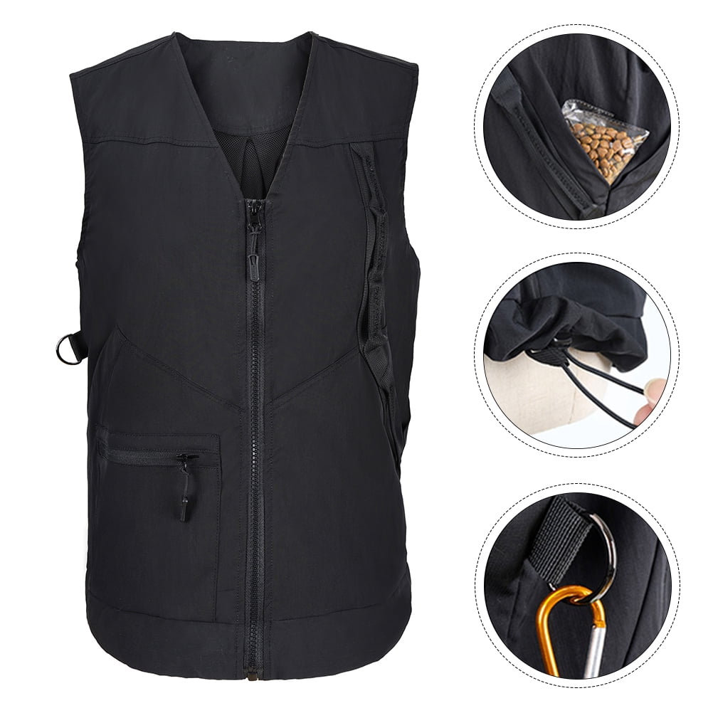 LIOOBO  Dog Handler Vest, Black Polyester and Mesh, Adjustable Waist, Comfortable and Durable