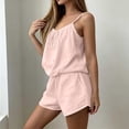 thumbnail image 5 of Levmjia Dressy Two Piece Sets For Women Solid Color Imitation Cotton And Linen Suspender Summer Sleeveless Top and Shorts Set Casual Outfit For Daily Wear Home, 5 of 7