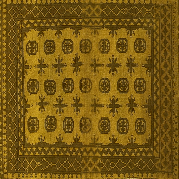 Ahgly Company Machine Washable Indoor Square Southwestern Yellow Country Area Rugs, 7' Square
