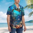 thumbnail image 5 of Daiia Underwater Fish Turtle Hawaiian Shirt for Men Gentle Cotton Regular Short Sleeve Casual-X-Large, 5 of 9