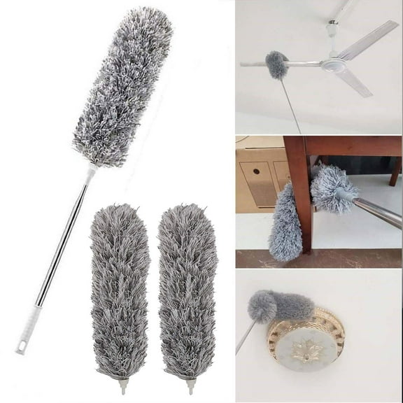 Halloween Decorations Saving Clearance 2024! VOAVEKE Dusters For Cleaning,Duster Wand,Ceiling Fan Duster With Extension Pole, Corner Brush Cleaning With 3 Duster Heads For Cleaning,30-100 Inch Long