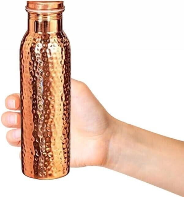 100% Pure Copper Water Bottle with Tumbler & Lid Handmade For Health Benefits (950ml, 300ml)