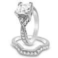 thumbnail image 3 of 3.8 Carat TW Princess Cut CZ Wedding Ring Set in Sterling Silver for Women Size 5, 3 of 6