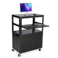 thumbnail image 1 of GloryStar Bureau Mobile AV Debout, Poste de Travail en Acier Robuste Réglable en Hauteur avec Roues, Rangement Verrouillable, Plateau pour Clavier, Capacité de 160kg pour Salle de Classe Ou Bureau, 1 of 7