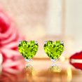 thumbnail image 2 of JeenMata Hermosos Aretes Tipo Botón con Corte de Corazón de 1 Quilate, Peridoto (Piedra Natal de Agosto), en Baño de Oro Blanco de 18 K sobre Plata, 2 of 5