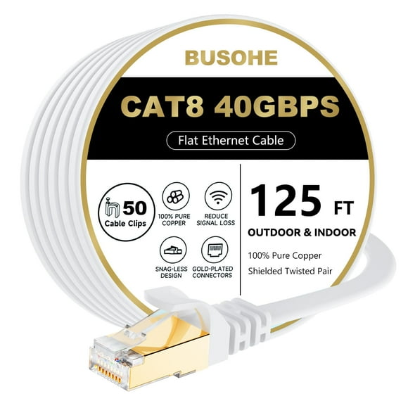 Cable Ethernet BUSOHE Cat 8 de 40 Gbps y 125 pies para enrutador/juegos