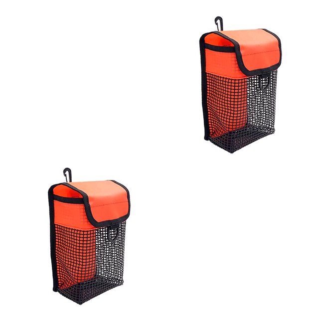 Baohd Diving Reel Snap Storage Bag Nylon Safety Pouch Portable Thread Wheel Flashlight Hook Pocket Swimming Gifts Orange 2Set