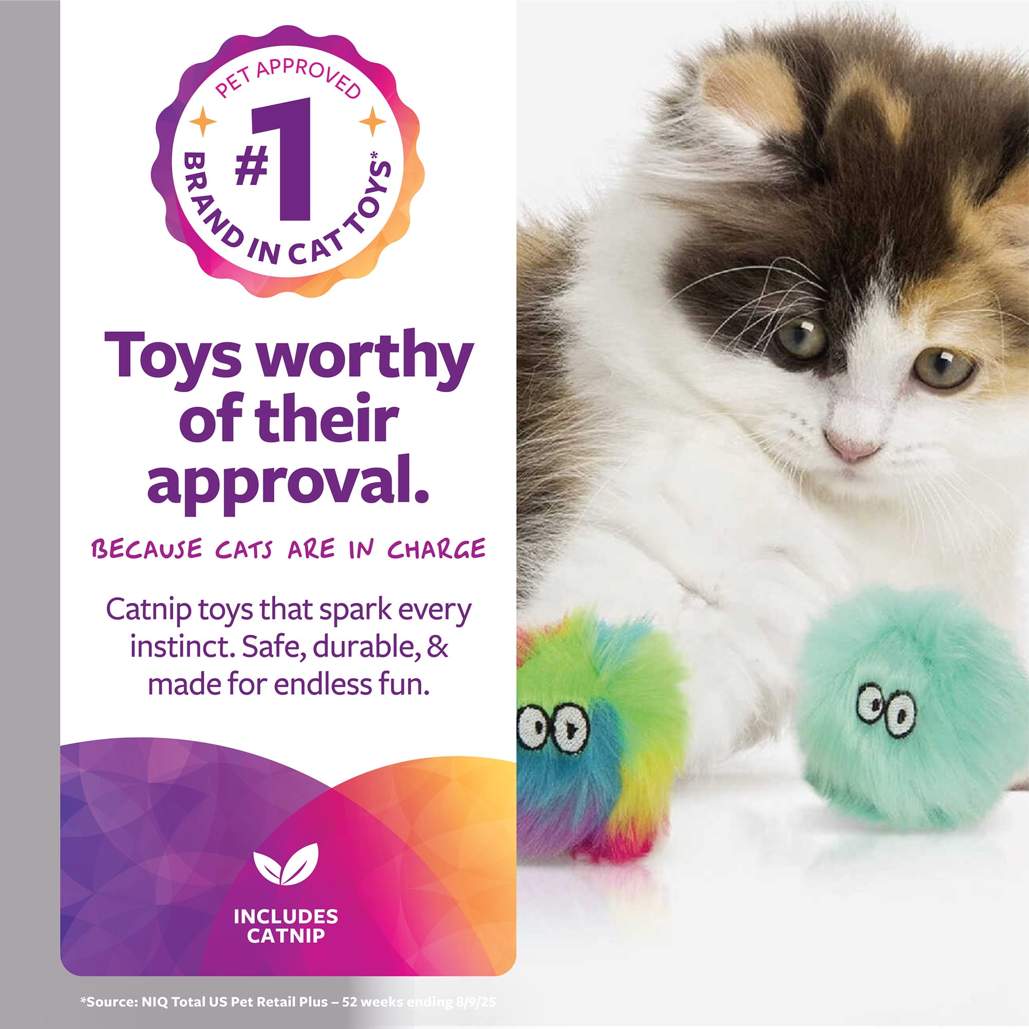 SmartyKat Fuzzy Friends (Set of 2) Soft Plush Catnip Ball Cat Toys