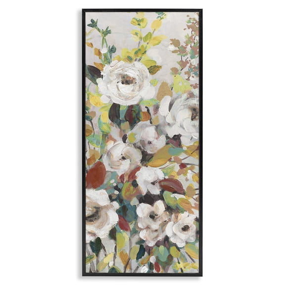 Stupell Industries Blooming Roses Array Plants & Flowers Painting Black Framed Art Print Wall Art, 10 x 24