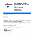 thumbnail image 2 of Front Right Window Regulator - Compatible with 1998 - 2003 Dodge Durango 1999 2000 2001 2002, 2 of 2