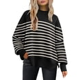 thumbnail image 1 of ORUYROP Women's Crewneck Batwing Long Sleeve Sweater 2023 Fall Oversized Ribbed Knit Side Slit Pullover Top, 1 of 6