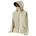 thumbnail image 2 of GaThRRgYP Women's Quick-Dry UV Blocking Hoodie Summer Outdoor Layer,Woman Casual Solid Sports Hooded Long Sleeve Zipper Sun-proof High Elastic Khaki L, 2 of 3