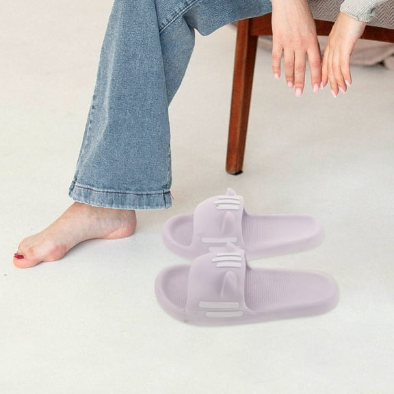 HEANUJJ 1Pair Indoor House Slippers for Men Lavender Soft Bottom Non-Slip Cute Cat Pattern