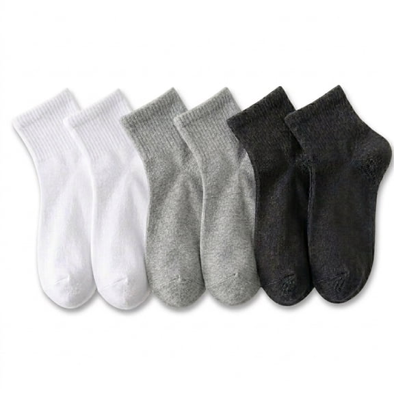 NevEND 6 Pairs Women's Men's Ankle Cotton Mini Crew Socks Athletic Running Sports with Thick Cushioned Size M Mixed Color