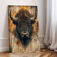 thumbnail image 5 of [Buffalo Wall Art] 2D Flat 1pc Western Buffalo Wall Art with Frame, Realistic Bison Animal Painting, Rustic Wooden Texture, Hook for Easy Hanging, Perfect for Home Decor, Home Accent Piece, 5 of 7