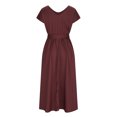 thumbnail image 5 of Mchoice Dresses for Women 2024 Summer Fashion Casual Solid Color V-neck Bandage Short Sleeve Maxi Dress, 5 of 6