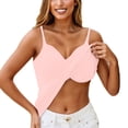 thumbnail image 2 of Hsovts Women Criss Cross V Neck Camisole Tank Top with Built Bra Soft Sleeveless Summer Tops Multiple Colors Casual Daily Shirts Pink 4xL, 2 of 6