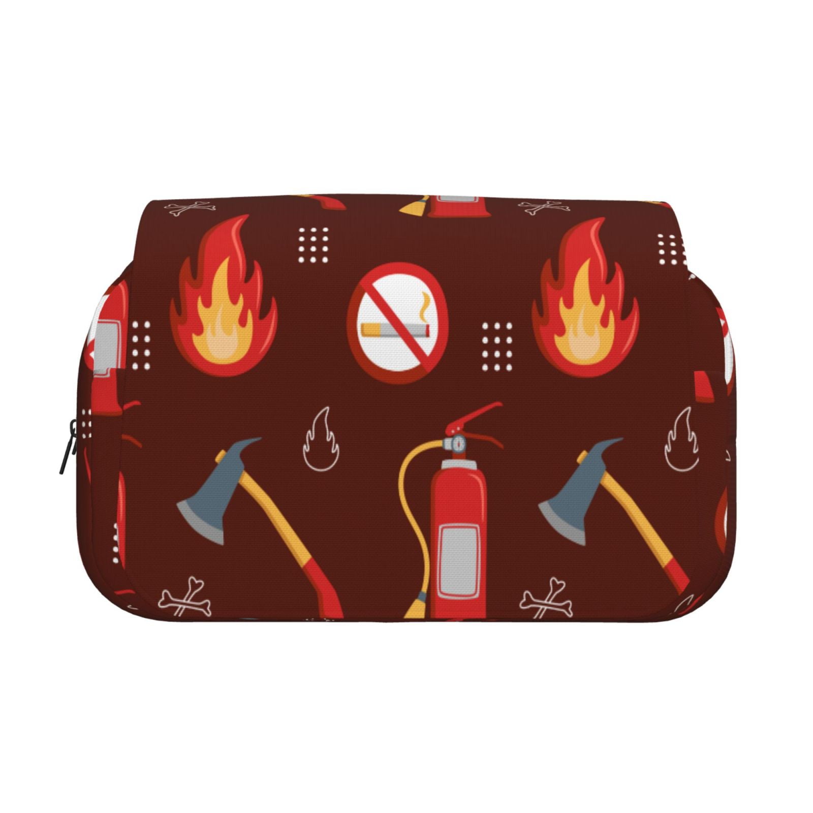 Rateoe Fire Extinguisher Pattern Double Clamshell Pen Case, Storage Organizer with Two Zipper Compartments– Holds Up to 50 Pencils & Pens