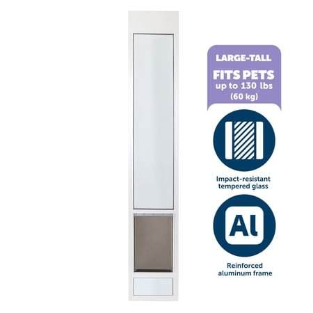 PetSafe Sliding Glass Pet Door, 1 Piece for Dogs and Cats, Large-Tall, White - Up to 96 inches