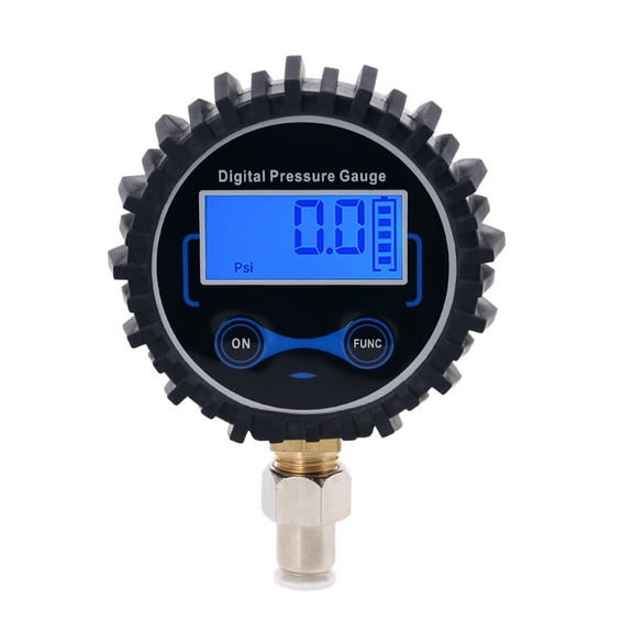 Digital Pressure Gauge with 6mm Outside Diameter Hose Straight Plug Fitting Connector 200PSI /BAR/KPA/kg/cm2 Gauge