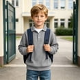 thumbnail image 4 of cocolona Button Down Casual Pullover Sweatshirts for Boys Lightweight Loose Casual Long Sleeve Collared Tops Sizes 3-14, 4 of 9