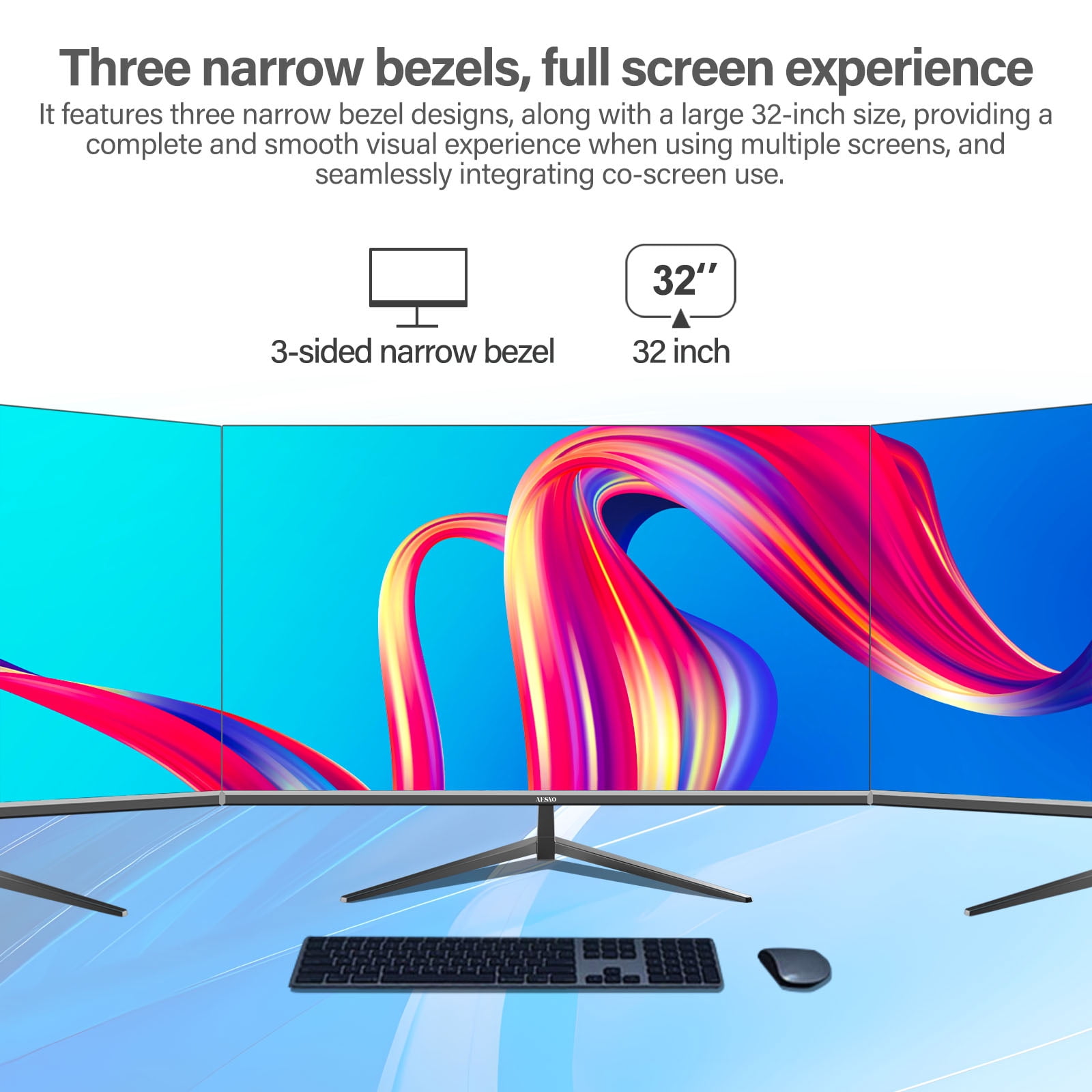 Gawfolk 32 Inch 4K UHD Monitor, 3840×2160, 100% sRGB, 178° Wide View, DP/HDMI, VESA 100x100 Wall Mount, Black