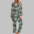 thumbnail image 1 of Puntoco Conjunto de pijama cómodo para mujer, conjunto de pijama con top y pantalones de manga larga con cuello redondo y estampado informal a la moda para mujer, 1 of 5